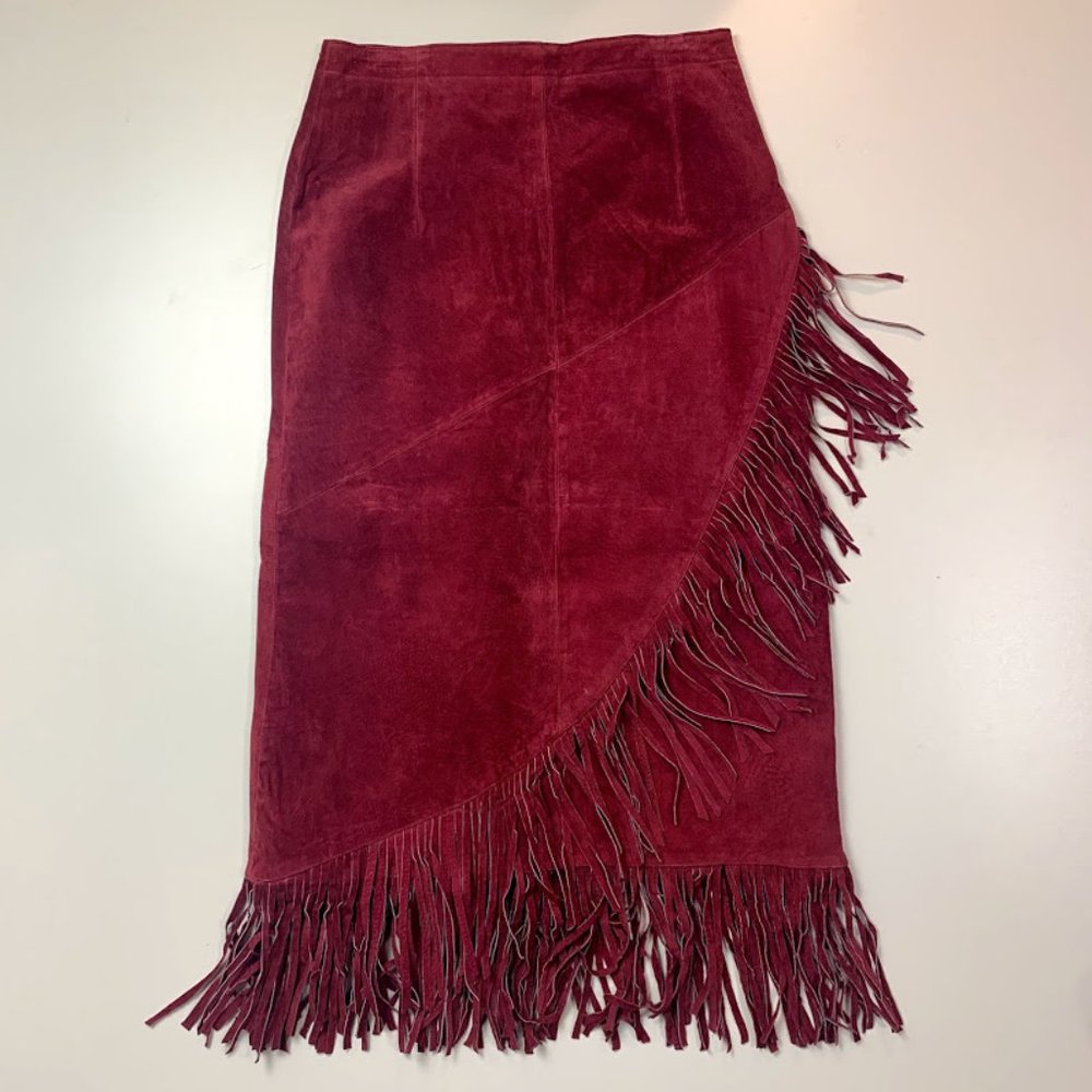 Vintage Tillman 100% Leather Fringe Western Skirt